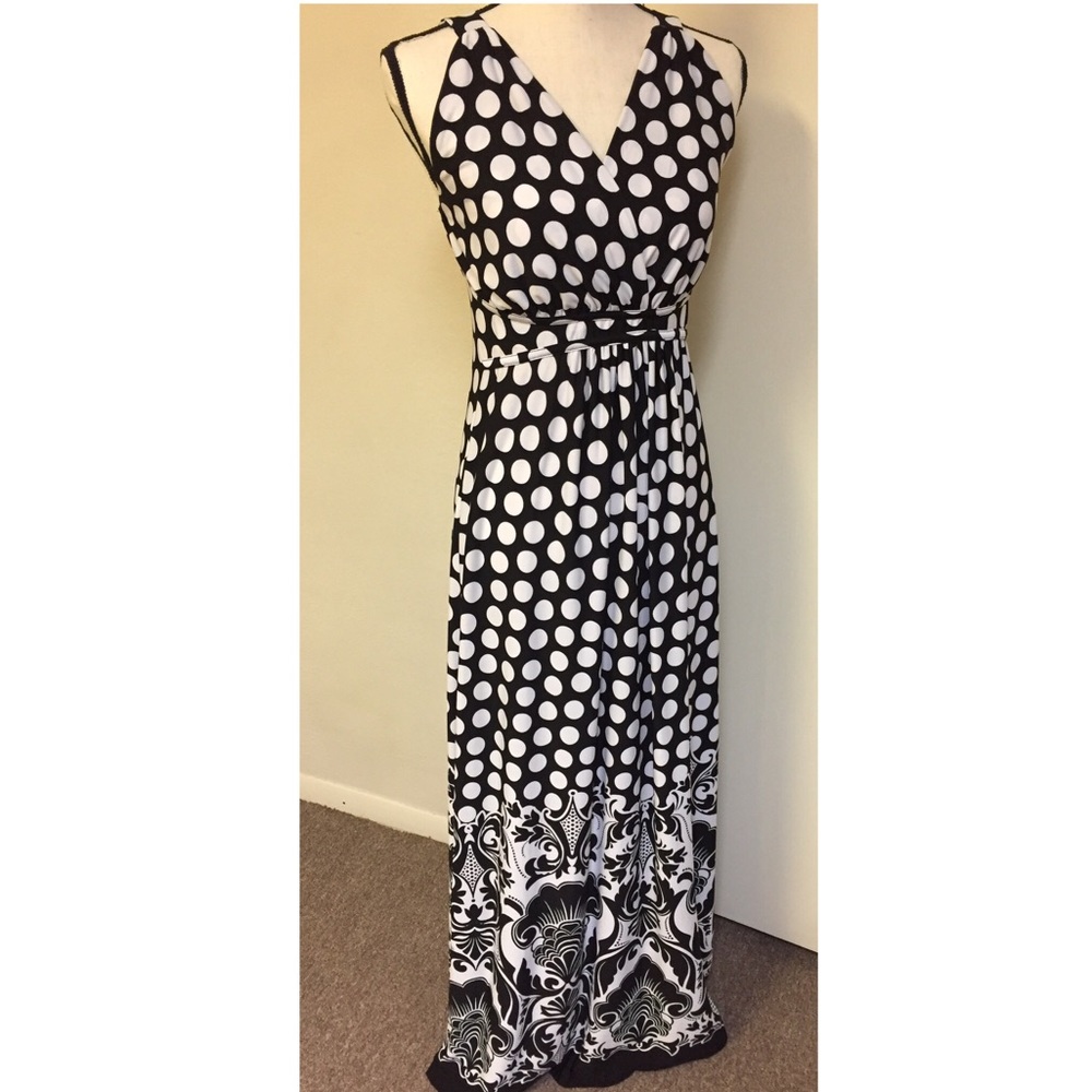 Black and White Polka Dot Maxi Dress